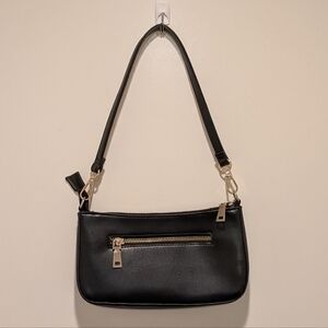 EUC Cute Black Faux Leather Shoulder Bag with Goldtone Hardware